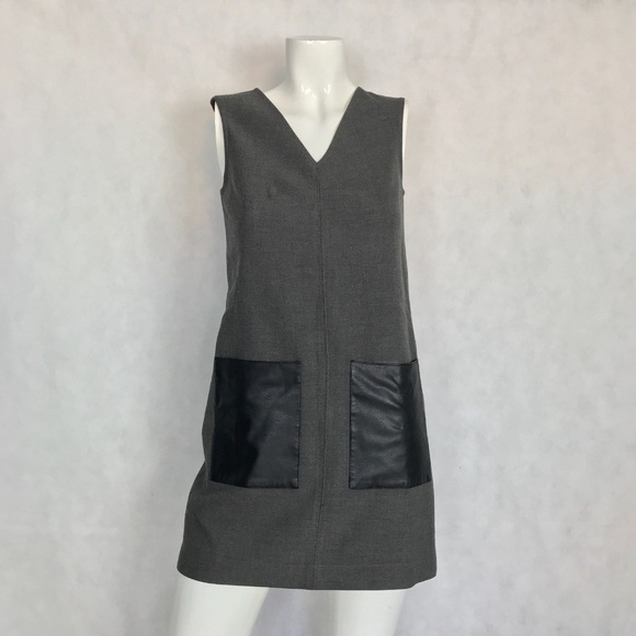 Ann Taylor Dresses & Skirts - Ann Taylor Dress Shift gray faux leather pockets